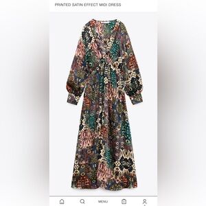 Zara! Printed satin effect midi dress